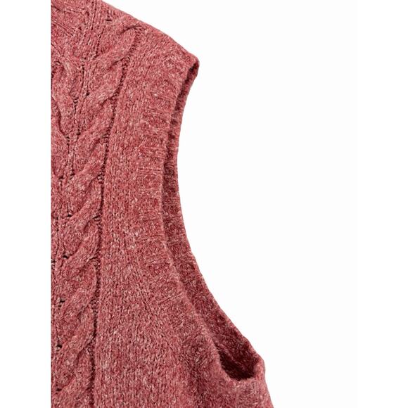 L.L. Bean Wool Blend Cable Knit Sweater Vest Red Women's 2XL Gorpcore Cabin - Picture 3 of 8